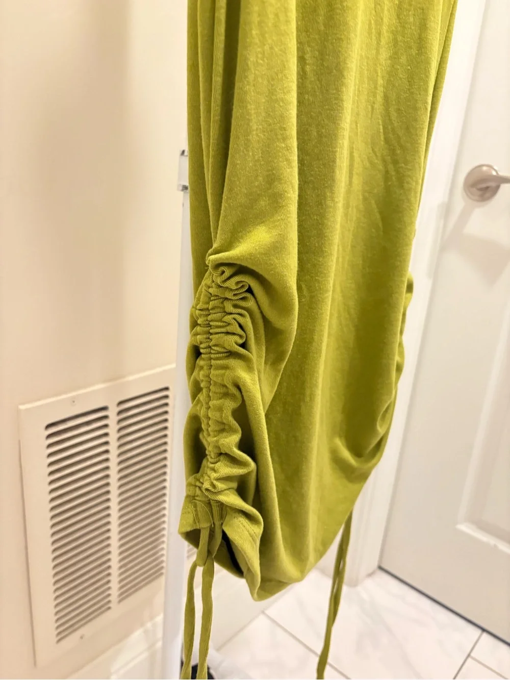 NWT Free People Good Feels Ruched Mini Dress in Green
